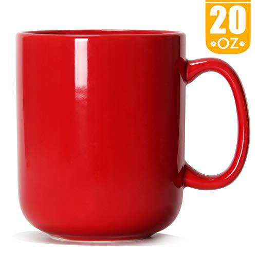 20 OZ 라지 커피 Mug, Smilatte M016 플레인 세라믹 보스 Cup with 본체 for Dad Men, 레드