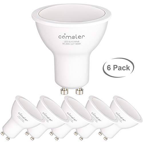 Comzler GU10 LED Bulbs, 6W (50W Equivalent), GU10 쉐입 할로겐 교체용 Bulb, 3000K Warm White, 120°, 120V，550Lm, Not-dimmable, for Track Lighting, 실내 Recessed Cans, Pack of 6 (3000K)