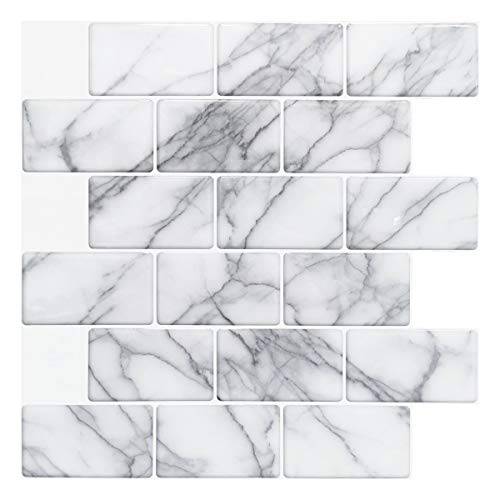 Art3d 10-Sheet 필 and 스틱 Backsplash Tile for 부엌, 주방 (12x12, Grey Marble)