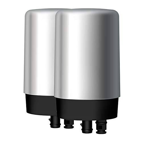 AQUA CREST 수도꼭지 필터 카트리지 BPA Free, 호환가능한 with Brita Tap Water Filtration 체계 - 크롬 (Pack of 2)