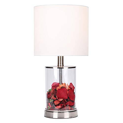 CO-Z Fillable 테이블 램프 with Clear Glass and Steel Base, 18’’ 모던 데스크 Lamp, Accent Lamp.
