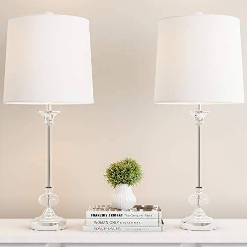 Lavish 홈 크리스탈 Lamps-Set of 2 Faceted 샤이니 Silver Lighting-Comes With 2 Matching 테이블 Lamps-Elegant, 모던 Accent 조명,라이트,무드등,수면등,취침등 for Any 홈 장식,데코