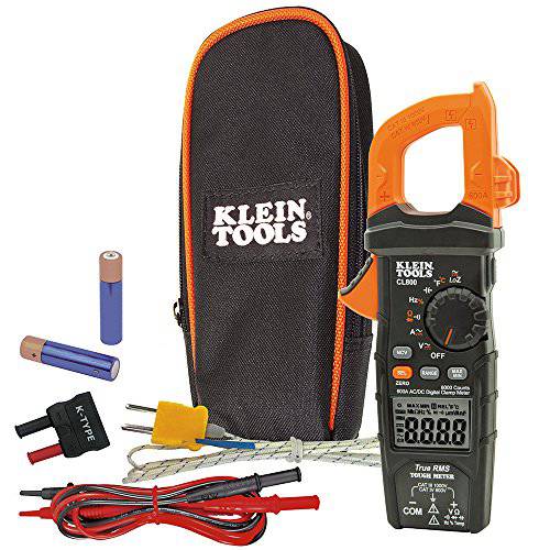 Klein Tools CL800 디지털 클램프 미터, Auto-Ranging True RMS, 로우 임피던스 (LoZ) 모드, 600 앰프, 측정 볼트, 온도, More,  Auto-Off