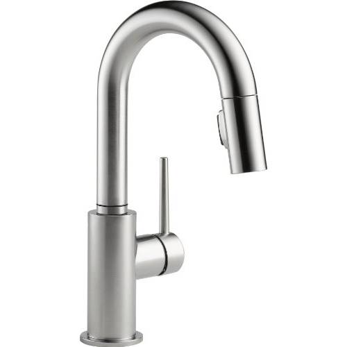 Delta Faucet Trinsic Single-Handle Bar-Prep 부엌, 주방 싱크대 Faucet with 풀 다운 스프레이식,분무식 and 마그네틱, 자석 탈부착 스프레이,향수,콜론,코롱 Head, Arctic 스테인레스 9959-AR-DST