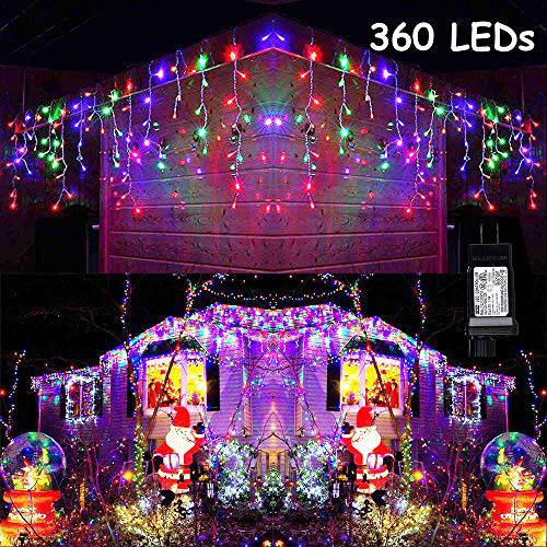 Toodour LED Icicle 라이트, 360 LED 크리스마스 라이트, 29.5ft, 8 모드, 창문 커튼 Fairy 라이트 60 Drops, Icicle Fairy 반짝거리는 라이트 크리스마스, 파티, 홀리데이 데코,장식 (다양한색)