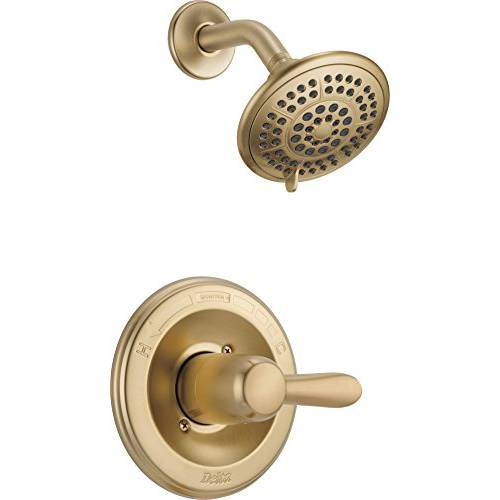 Delta FaucetLahara 14 Series Single-Handle 샤워 Faucet, 샤워 트림 Kit with 5-Spray Touch-Clean 샤워 Head, 샴페인  Bronze T14238-CZ (Valve Not Included)