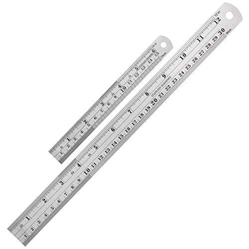 Mr. 펜 Steel Rulers, 6 inch and 12 inch 메탈 Rulers, Pack of 2