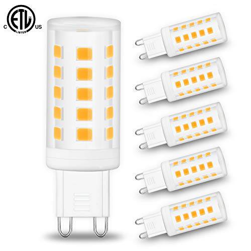 G9 Led Bulbs, Golspark 4W Chandelier 라이트 Bulbs (40W 할로겐 Equivalent), 3000K 소프트 White, G9 양 핀 Base, Non-dimmable, 360 도 Beam Angle, 350LM, Pack of 6