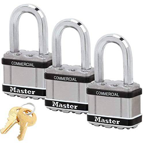 Master Lock  매그넘 자물쇠 - 2 W x 1-1/ 2L 걸쇠, 쓰리 (3) 키,열쇠 한쌍 자물쇠 M5NKALFSTS-3 w/ BumpStop 테크놀로지