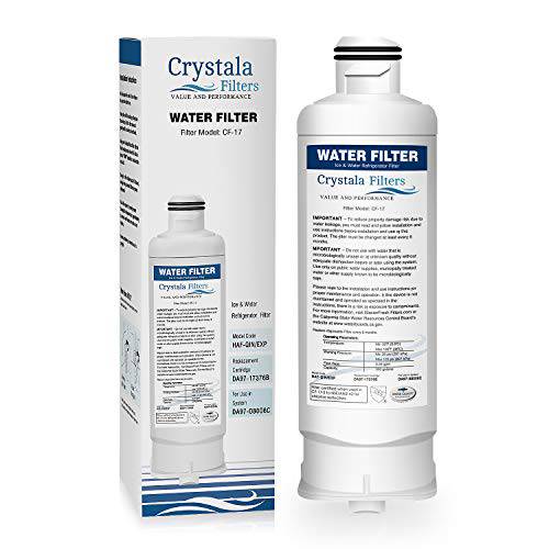Crystala Filters DA97-17376B 교체용 For 삼성 정품 DA97-08006C 냉장고 용수필터, 물 필터, 정수 필터, (HAF-QIN/ EXP) 1-Pack