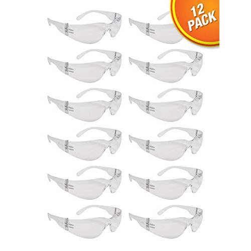 Clear 프레임 보안경, 원 Size, Anti-Scratch, 충격 Resistance, ANSI Compliant (12 Pack)