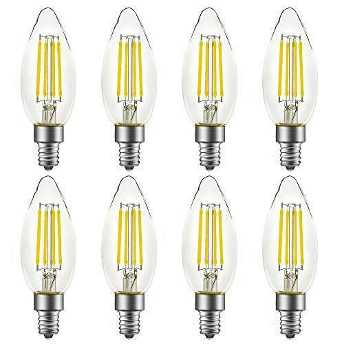 LED Candelabra 라이트 Bulbs B10, Daylight 5000K, E12 바닥, 샹들리에 LED 에디슨 Bulbs, Christmas 라이트, 8 Packs