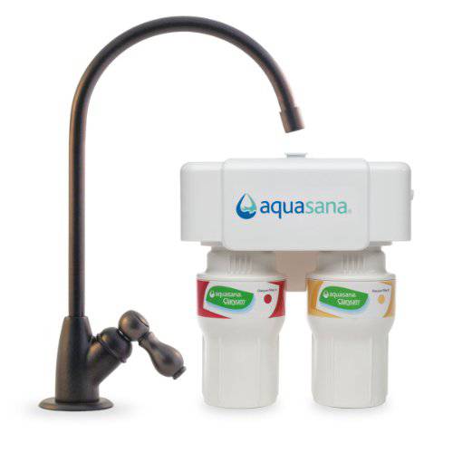 Aquasana 2-Stage 언더 싱크대 용수필터, 물 필터, 정수 필터 시스템 with Oil-Rubbed Bronze Faucet