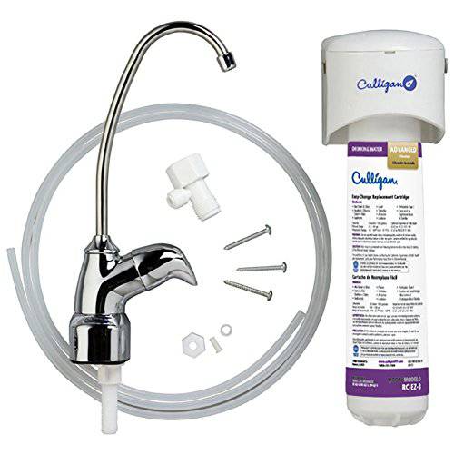 Culligan US 3 EZ-Change Under-Sink 음료 Water Filtration 시스템 with Dedicated Faucet and 필터 500 Gallon, Chrome