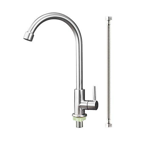 Aolemi Cold Water Only 부엌, 주방 Faucet Brushed Nickel 싱크대 Faucet 304 스테인레스 Steel 납,불순물 Free Faucet 고 Arc