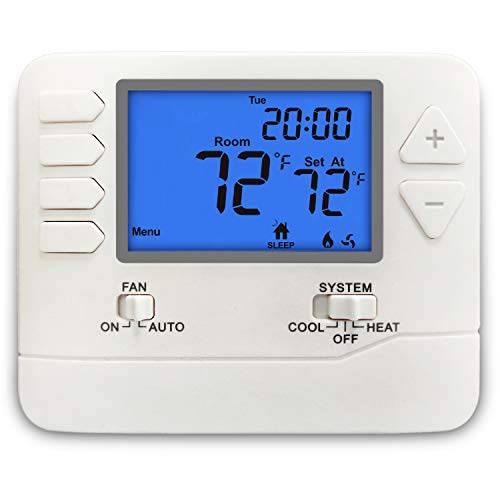 ELECTECK Thermostat, 5-1-1 데이 Programmable, 라지 디지털 LCD Display, 호환가능한 with Single 무대 Electrical and Gas System, Up to 1 Heat/ 1 Cool, 화이트