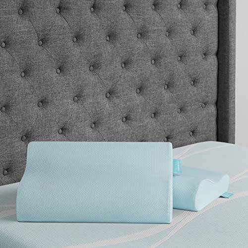 Tempur-Pedic 구름+  쿨링 넥 Pillow, 메모리 Foam, 인체공학 Design, Medium, 블루