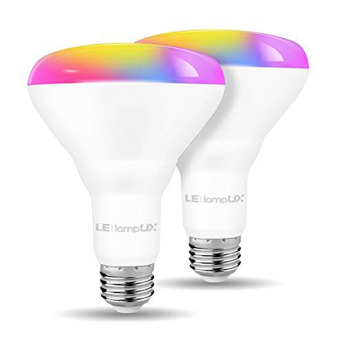 brandnameengD 홍수 라이트 Bulbs, 와이파이 스마트 BR30 Bulb, Works with Alexa 구글 Home, RGBW 컬러 체인징 라이트s, 9.5W=65W, 750 Lumens, 디머블, 밝기 조절 가능 Recessed Can 라이트 Bulbs, E26 Base (2 Pack)