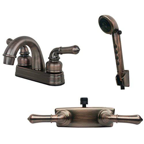 Builders Shoppe 2001BN/ 3220BN/ 4120BN RV 화장실 Faucet with Matching 핸드 샤워 Combo Brushed Nickel 피니쉬