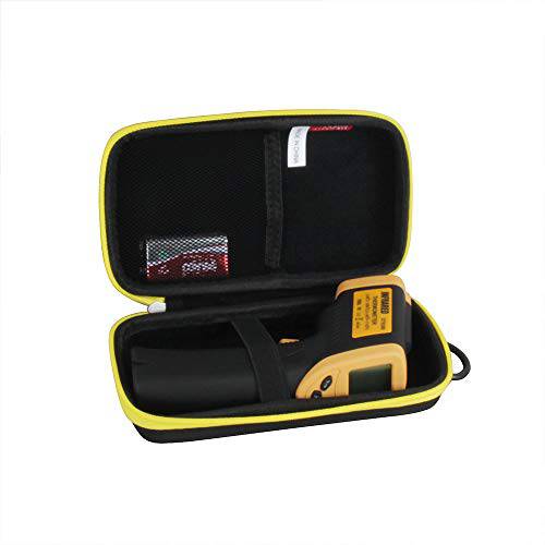 Hermitshell 하드 여행용 Casefor 이테크시티 레이저그립 1080/  이테크시티 레이저그립 774 Non-Contact 디지털 레이저 Infrared 조리온도계 (Only Case) (Black+ Yellow Zipper)