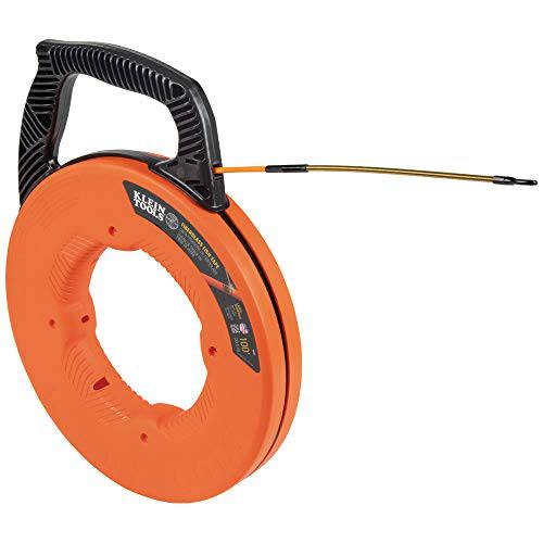 Klein Tools 56351 피쉬 Tape, 유리섬유 와이어 Puller with 나선, 스파이럴 Steel Leader, Optimized 하우징 and Handle, 100-Foot x 0.182-Inch