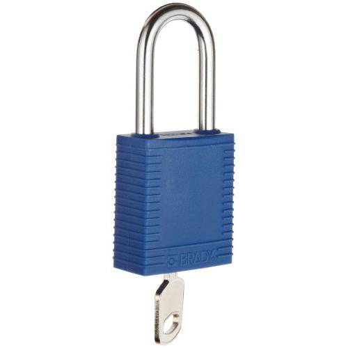 Brady - 51344 플라스틱 Lockout/ Tagout 맹꽁이자물쇠,통자물쇠,자물쇠, 키,열쇠 여러, 1-3/ 4 바디 Length, 1-1/ 2 걸쇠 클리어런스, 블루 (팩 of 6)