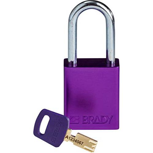 Brady SafeKey Lockout 맹꽁이자물쇠, 통자물쇠, 자물쇠 - 알루미늄 - 퍼플 - 1.5 스틸 걸쇠 버티컬 클리어런스 - 키, 열쇠 여러