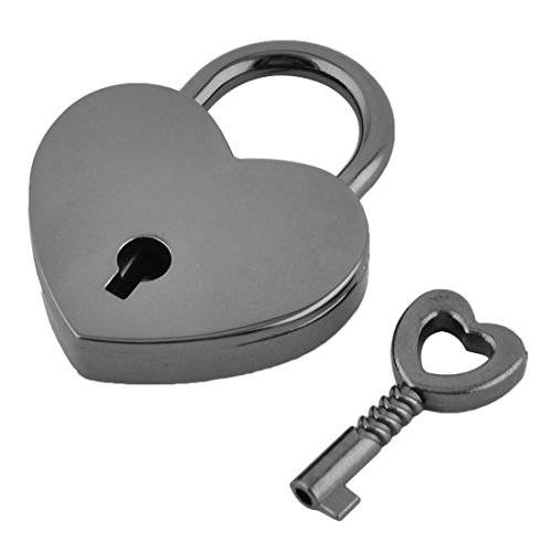 uxcell 메탈 Heart 모양 서랍형보관함,홀더 Suitcase 세큐리티 잠금 맹꽁이자물쇠,통자물쇠,자물쇠 블랙