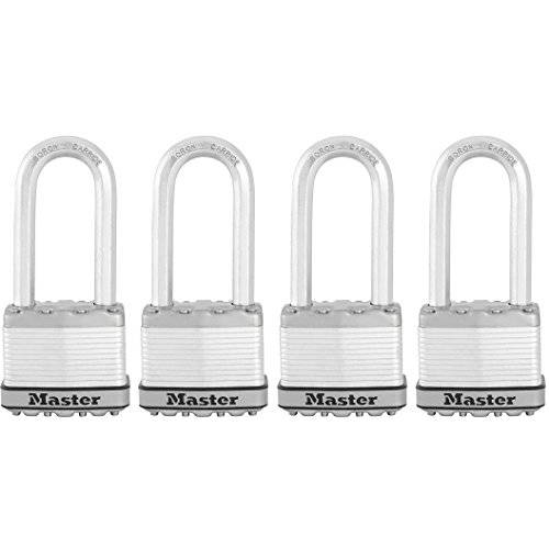 Master Lock  맹꽁이자물쇠, 통자물쇠, 자물쇠, 매그넘 코팅된 스틸 잠금, 2 in. 와이드, M5XQLJ (팩 of 4-Keyed 한쌍)