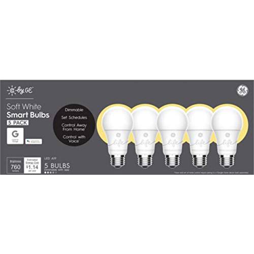 9.5W (60W Replacement) C by GE C-Life 소프트 화이트 스마트 Bulbs(5 LED A19 라이트 Bulbs)