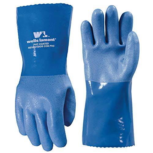 내구성, 튼튼 PVC 코팅 Work Gloves, Liquid/ Chemical Resistant, 화장솜 Lining, 라지 (brandnameeng 174L)