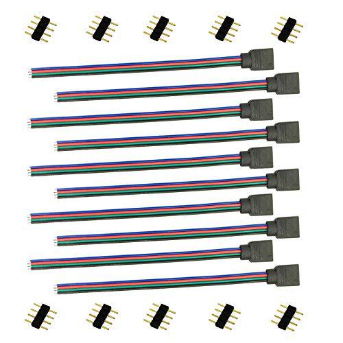 TronicsPros 4 핀 RGB LED 스트립 LED Ribbon LED 로프,줄,선 LED 컨트롤러 Female 커넥터 케이블 와이어 Flex LED 스트립 to 스트립 Jumper for SMD 5050 3528 2835 플렉시블 RGB LED 테이프 Light- 15cm/ 6in (10pcs)