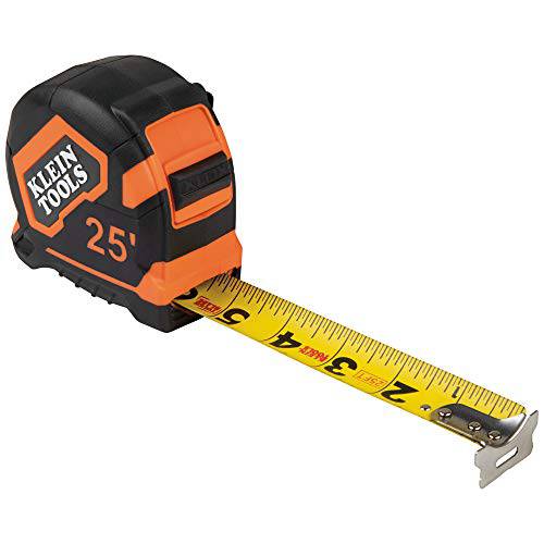 Klein Tools 9125 TapeMeasure, 25-Foot Single-Hook 계량 Tape, Non-magnetic with Retraction 스피드 파손 and 메탈 벨트 Clip