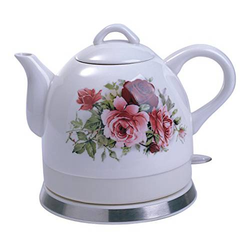 FixtureDisplays Teapot, Ceramic, w/ 전자제품 히트 Plate 12026