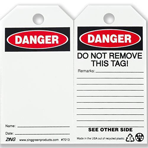 ZING 7013 Eco 세이프티,안전 Tag, Danger, Blank, 5.75Hx3W, 10 Pack