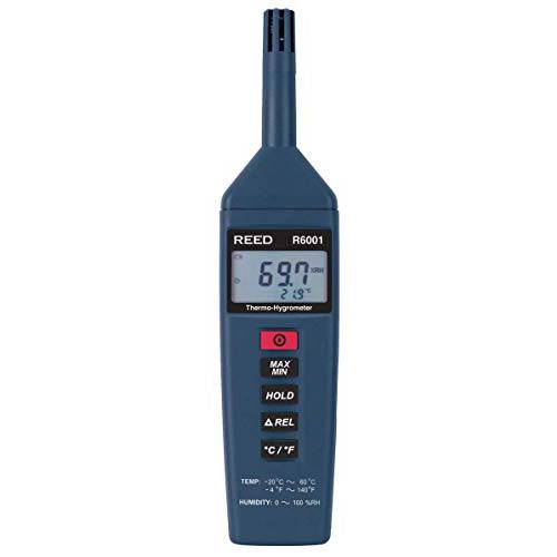REED Instruments R6001 Thermo-Hygrometer, -4 to 140°F (-20 to 60°C), 0-100%RH, 블루
