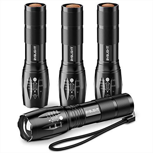 Pack of 4 Tactical 플래시라이트,조명s, BYBLIGHT 800 Lumen 울트라 브라이트 XML-T6 LED 플래시라이트,조명 with 5 Modes, Zoomable, Waterproof, 소형,휴대용 Small 플래시라이트,조명 for 아웃도어 Camping, Fishing and 사냥 (colorful)