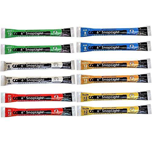 Cyalume 9-00741 Snap 라이트 Stick, 6, Red/ White/ Blue/ Green/ Yellow/ 오렌지 (Pack of 12)