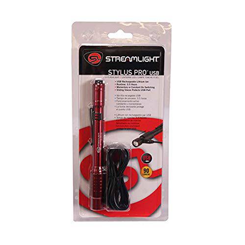 Streamlight 66136 스타일러스 프로 USB W/ 120V AC Adapter-, 레드
