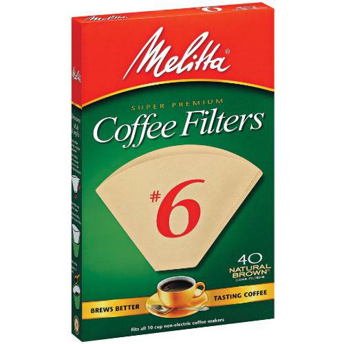 Melitta No. 6 Unbleached 원뿔형 커피 Filters, 내츄럴 Brown, 40 Count