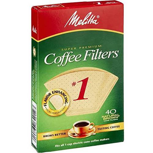 Melitta 620122 Size 1 내츄럴 브라운 커피 Filters, 40 Count