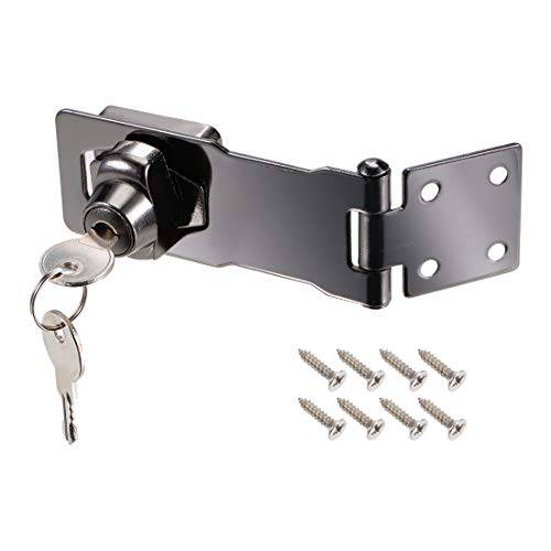 uxcell 4-inch 키,열쇠 걸쇠 자물쇠 징크,아연 합금 트위스트 노브 키,열쇠 잠금 걸쇠 W 스크류 도어 보관함, 캐비넷 키,열쇠 한쌍 블랙