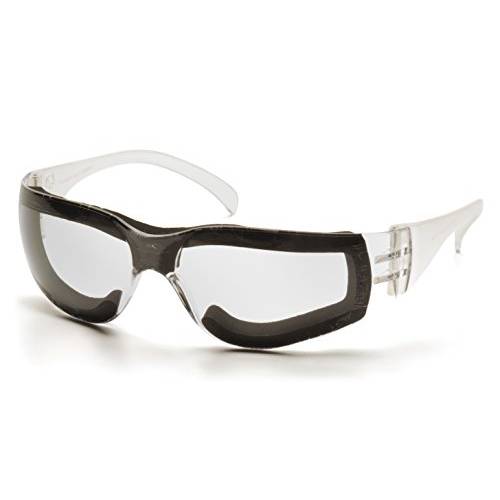 Pyramex Intruder 세이프티,안전 Eyewear, Clear 프레임 w/ 풀 폼 Padding, Clear-Hardcoated Anti-Fog 렌즈