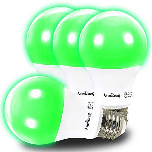 AmeriLuck 그린 컬러 A19 LED 라이트 Bulbs, 60W 호환 (7W), 4 Pack