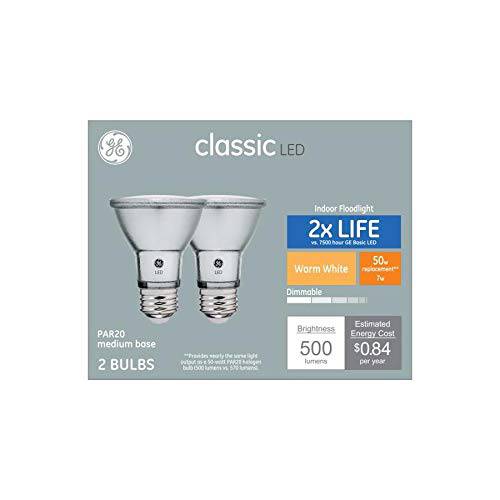 GE 클래식 2-Pack 50 W 호환 디머블, 밝기 조절 가능 Warm 화이트 Par20 LED 라이트 고정, 고정가능 라이트 Bulbs