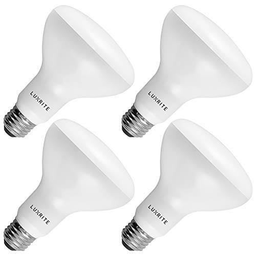 4-Pack BR30 LED Bulb, Luxrite, 65W Equivalent, 3000K 소프트 White, Dimmable, 650 Lumens, LED 홍수 라이트 Bulbs, 9W, Energy Star, E26 미디엄 Base, Damp Rated, Indoor/ 아웃도어 - 생활 Room and 부엌, 주방