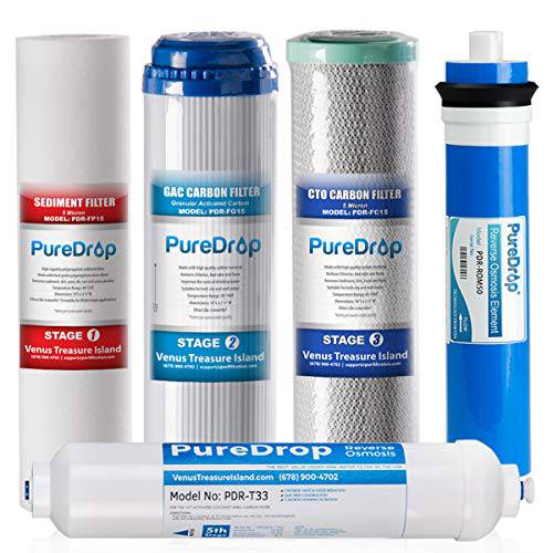 PurePDR-F5-50 교체용 용수필터, 물 필터, 정수 필터 Pack, 화이트
