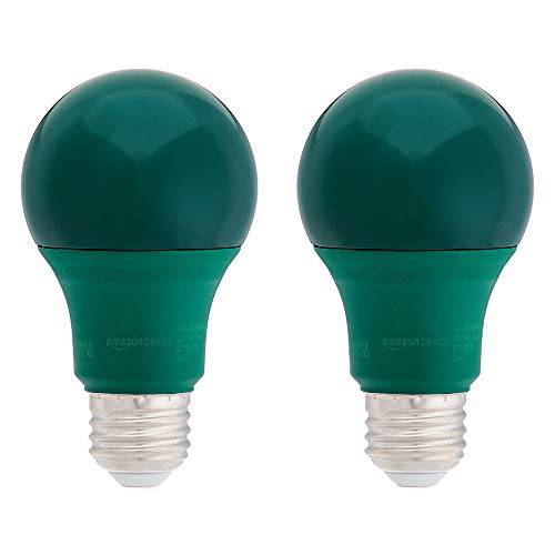 AmazonBasics 60 Watt Equivalent, Non-Dimmable, A19 LED 전구 | 초록, 2-Pack