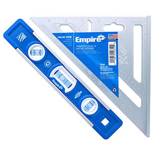 Empire EM81.9 True 블루 9-Inch 헤비듀티 마그네틱,자석 알루미늄 Torpedo 레벨 and 2990 매그넘 두꺼운 Boy 7-Inch 알루미늄 Rafter 사각 콤보 키트