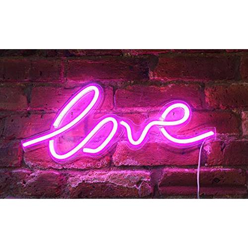 Isaac Jacobs 17.5 x 7 inch LED Neon 핑크 “Love” 벽면 Sign for 쿨 Light, 벽면 Art, 침실 Decorations, 홈 Accessories, Party, and Holiday Decor: 전원 by USB 와이어 (Love)